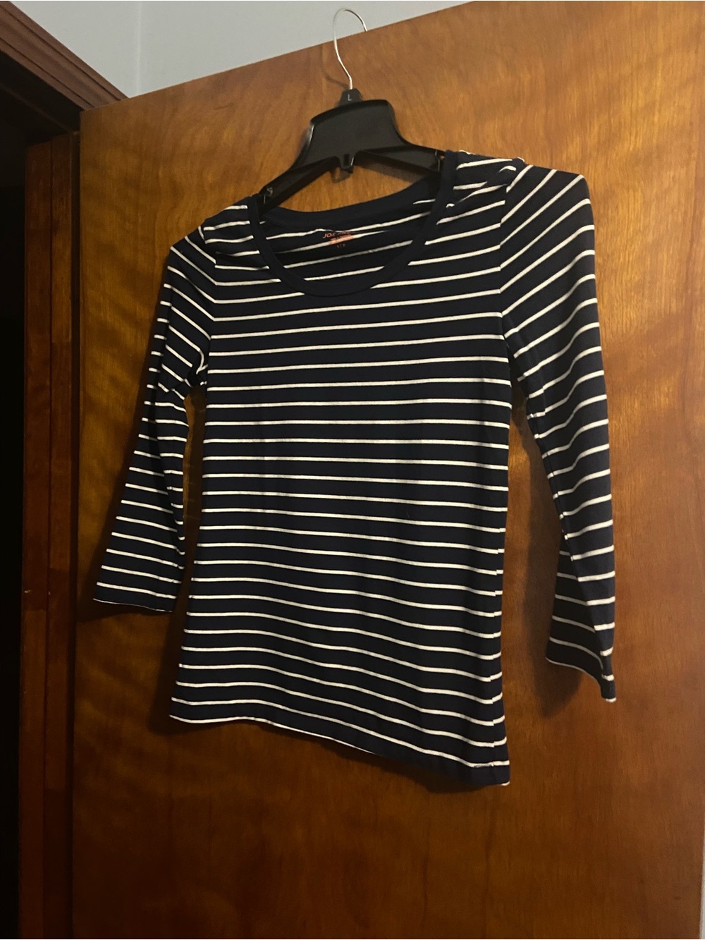 Joe Fresh Navy and White Striped Scoop Neck Top